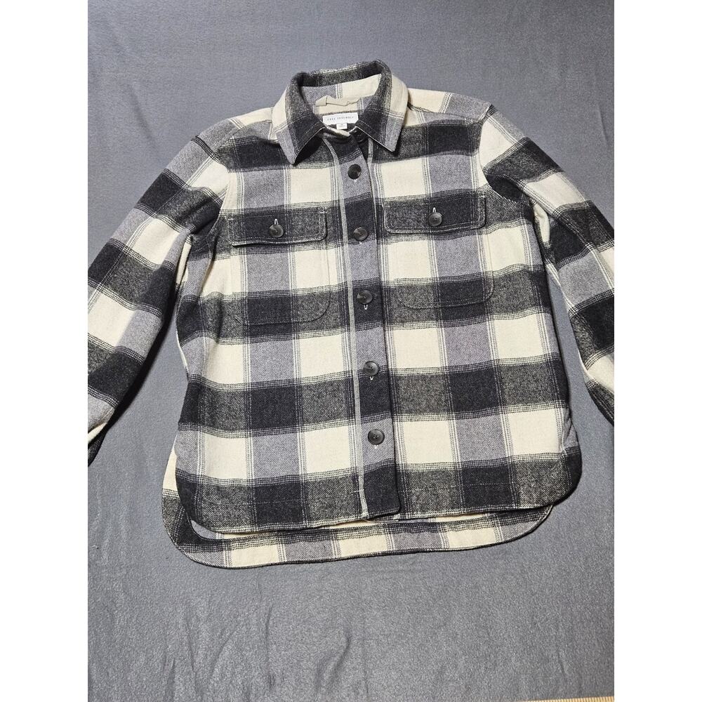 Free Assembly Jacket Womens Medium Black White Wool Blend Plaid flannel Shacket